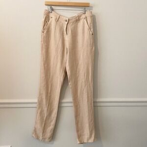 Poetry Womens 100% Linen Pants Blush Baby Pink US Size 8 Lagenlook Beachy Boho